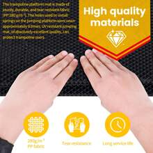 VA-Cerulean Trampoline Jumping Mat 8/10/12ft Jumping Mat With 48/60/72 Rings To Choose From, Trampoline Accessories, Replacement, Black - Black - View 4