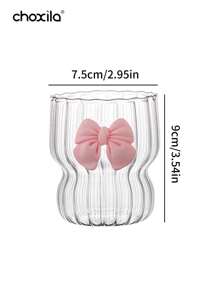 choxila 1 pieza Taza para bebida fría con lazo rosa, taza para matcha, taza de café resistente al calor, taza de vidrio de borosilicato, taza de grano vertical, taza para hacer té