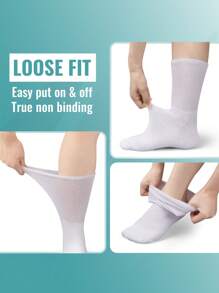 4 Pairs Diabetic Socks For Men Women Loose Fit Non-Binding Seamless Cuff Extra Wide Crew Socks