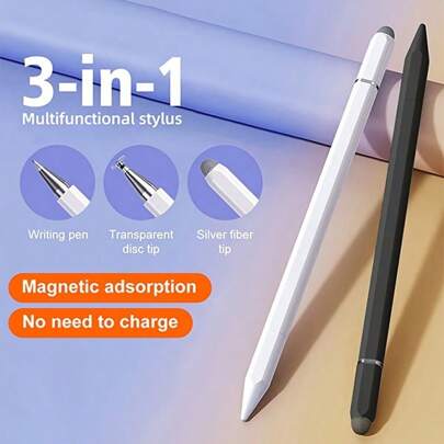 A 3-In-1 Stylus Pen, A Multifunctional Electronic Touchscreen Pen That Can Be Magnetically Attached, Compatible With Smartphones, Tablets, And Ipads, Suitable For Drawing, Writing, And Touch Editing.