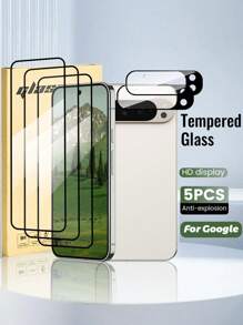 2-3pcs HD Scratch Resistant Anti-Oil Coated Screen Protector + 2pcs Camera Lens Protector Film For Pixel 9/9 Pro/9 Pro XL/9 Pro Fold/6/Pixel 7/Pixel 7a/Pixel 8/Pixel 8 Pro Gift For Birthday, Family, Friends Tempered Glass, Phone Screen Protector, Phone Accessories - White - View 2