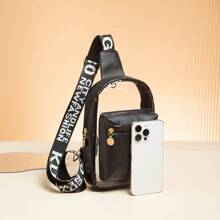 1 Chiếc Túi Đeo Ngực Phong Cách Unisex Tối Giản Trong Suốt Màu Trơn Có Khóa Kéo, Thích Hợp Cho Đi Bộ Đường Dài Và Thể Thao - màu đen - Xem 3