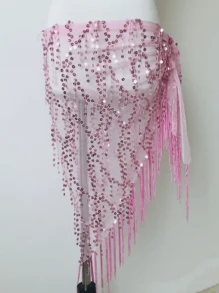 1 件装女士肚皮舞腰链，初学者硬币流苏腰巾，闪亮腰带，腰带