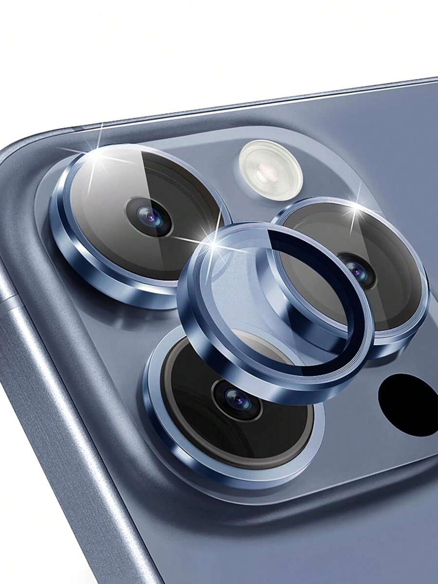 （3片装）钢化玻璃屏幕保护膜，金属单摄像头盖，兼容 16 Pro/16 Pro Max，海蓝色 - 藏蓝色 - 查看 1