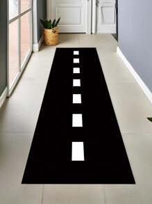 1Pc 60*250cm Racing Track Mat Polyester Tablecloth Table Runner,Black And White Runway Style,Racing Themed Party Game Mat,Sports Theme Party Decor,Perfect For Racing Party Track Background,Car Enthusiasts&Karting Events,Birthday Party Supplies,Home Decor,Racing Car Long Racetrack Floor Running Mat, Living Room Bathroom Decorative Floor Mat