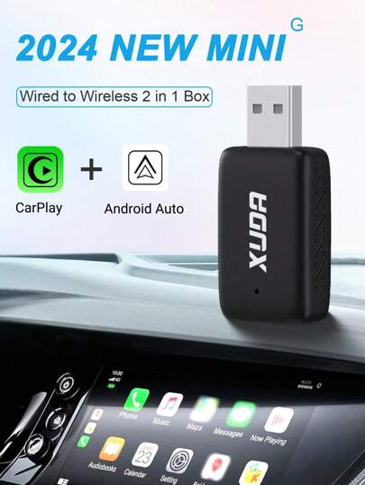 XUDA 全新迷你二合一无线 Carplay 适配器和 Android Auto 无线适配器即插即用自动连接有线转无线支持 99% OEM 汽车的 OTA 升级