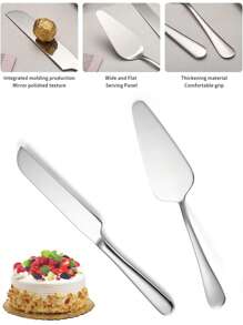 1/2pcs Gold Cake Knife And Shovel Set,Stainless Steel Cutlery,Cake Cutlery Knife And Shovel,Cake Cutting Set,Cheese Bread Knife And Shovel Set,Stainless Steel Knife Set For Weddings, Engagement, Birthday Part,Suitable For Pizza, Cake, Pie, Bread - Multicolor - View 5