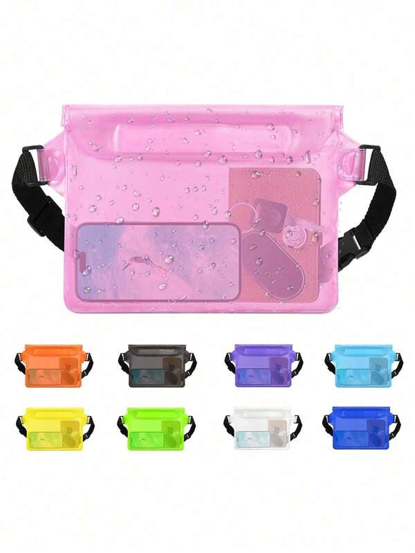 1 peça bolsa de armazenamento para celular para viagem ao ar livre, bolsa à prova d'água para natação e praia, bolsa de armazenamento em PVC, bolsa de cintura, bolsa de férias, itens essenciais para o verão, para férias, bolsa de natação básica, nadadores, estilo tropical, bolsa de praia para natação, ilha de verão, férias, acessórios de praia para meninas, meninos, homens e mulheres