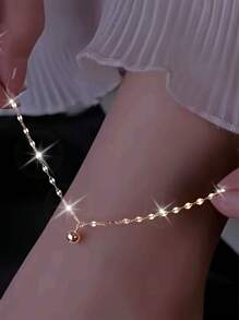 1pc Elegant And Cute Bohemian Women's Golden Summer Fashion Versatile Chain For Wealth And Wealth, Foot Chain