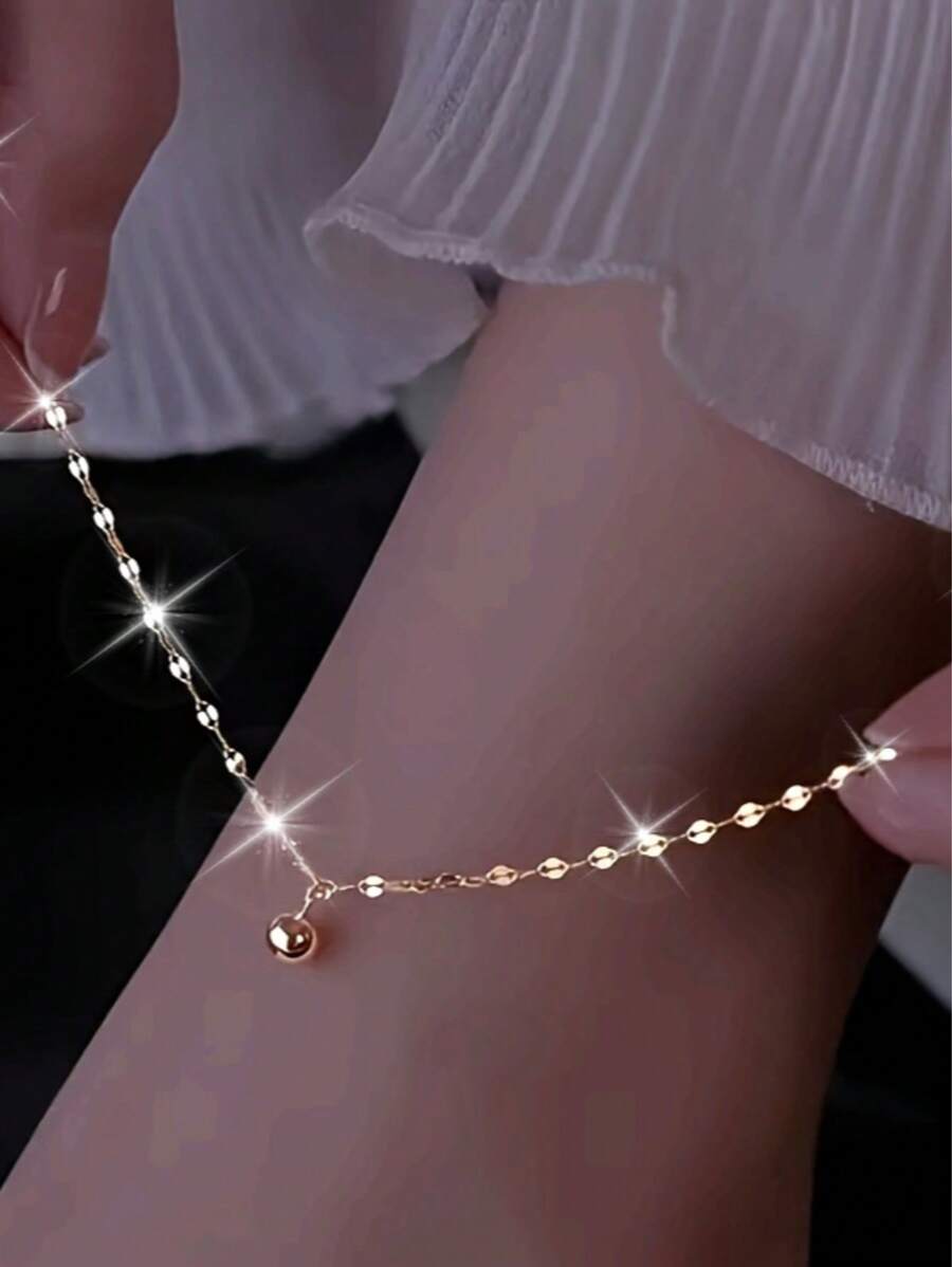 1pc Elegant And Cute Bohemian Women's Golden Summer Fashion Versatile Chain For Wealth And Wealth, Foot Chain