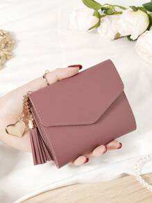 勃艮第包 Charry 红色包 酒红色包 零钱包 双折女士钱包 迷你女士时尚钱包 带多个卡槽和身份证窗口 非常适合户外旅行和返校 女士钱包 钱包 钱包 小钱包