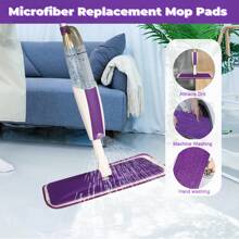 Mops For Floor Cleaning Wet Spray Mop With Bottle And 1/4 Washable Microfiber Pads Home Or Commercial Use Dry Wet Flat Mop For Hardwood Laminate Wood Ceramic - White Purple - View 7