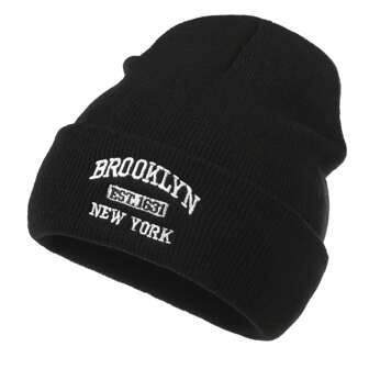 1 件女式复古布鲁克林针织无檐便帽，复古嘻哈风格，刺绣无檐，适合春秋季节，日本街头时尚潮人