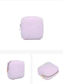 1pc Pink Sanitary Napkin Storage Bag, Portable Storage Bag, Large Capacity, Simple Style, Used To Store Sanitary Napkins, Panty Liners And Tampons, A Necessity For Girls, A Good Choice For Going Out.(L1 Stripe Series Makeup Bag Travel School Supplies Travel Essentials Make Up Bag Holiday Essentials Cosmetic Bag Makeup Bags Makeup Pouch Makeup Organizer Holiday Winter 2024 Make Up Organizer Makeup Storage