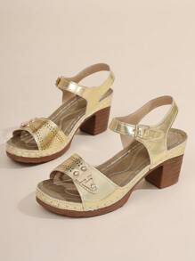 New Fashion Casual Hollow-Out Breathable Women French Style High Heel Sandals, Summer