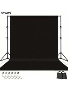 NEWKS Versatile 2mX2m Photography Backdrop Stand With 6 Spring Clamps, 2 Sandbags , 6 Tether Clips And One Bag Perfect For Photo Shoots, Live Streaming, Home Decor, Event Backdrops, And Birthdays - Black - View 2