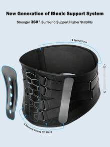 男女适用背部支撑腰部支撑带，符合人体工程学设计，柔软透气针织材质，健身配件 - 黑色 - 查看 3
