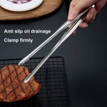 1 cái/2 cái Kẹp gắp thức ăn bằng thép không gỉ đa năng, Kẹp gắp thức ăn dễ thương, Kẹp gắp trái cây và salad, Kẹp gắp đồ ăn nhẹ và tráng miệng, Dụng cụ nấu ăn nhà bếp, Kẹp gắp BBQ để nướng, Phụ kiện cắm trại và nhà bếp - Bạc - Xem 8