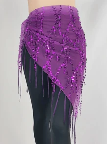 1 件装女士肚皮舞腰链，初学者硬币流苏腰巾，闪亮腰带，腰带