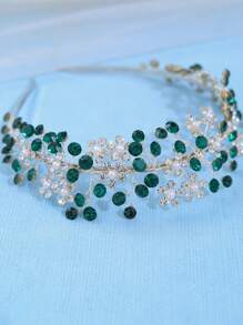 1 buc. Elegantă și plină de farmec pentru doamne, bandă de păr cu cristale pentru mireasă, cerc de păr pentru domnișoare de onoare, accesoriu de păr cu cristale lucrat manual pentru petrecerea de nuntă