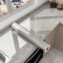 1 卷亮面大理石接触纸，防水、防油、耐热，厨房壁纸，家居装饰贴纸，适用于厨房、浴室、卧室、客厅家具房间装饰墙面装饰浴室装饰卧室装饰房间装饰用品客厅装饰房屋装饰家居装饰客厅墙壁艺术墙纸贴纸墙贴墙贴