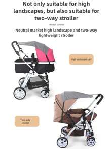 Baby Carriage Sunshade Sun Umbrella High View Bidirectional Push Car Sun Protection Umbrella Anti-Ultraviolet Sunshade Universal Accessories - Multicolor - View 6