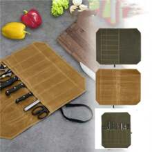 Canvas Knife Storage Bag, Chef's Knife Storage Bag, Picnic Knife Organizer - Brown - View 8