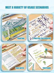 1 Box 6/12 Colors New Chinese Style Soft Tip Markers, Fine Art Markers For Drawing, Painting, Calligraphy, Signature, And More Creative Projects - Multicolor - View 5