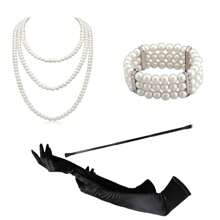 1 Set 5pcs Women's Faux Pearl Necklace, Celebrity Audrey Style With Crystal Studded Pearl Necklace & Choker Necklace Combo - Multicolor - View 13