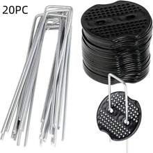 1 set de estacas de tienda de campaña en forma de U reutilizables de acero inoxidable. Con acabado pulido y resistencia a la corrosión. Conveniente de usar, ideal para carpas de camping, reforzar el césped y cumplir con varios requisitos del sitio. También aplicable para el deshierbe y el paisajismo en jardines.