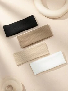 4 piezas Diademas elásticas de unicolor para mujeres, diademas de tela de punto casual, adecuadas para maquillaje, gimnasio, entrenamiento, yoga, correr y deportes, antideslizantes y elásticas, accesorios para el cabello de mujer para vacaciones, pañuelos elegantes para mujer, bandanas suaves - Multicolor - Ver 8