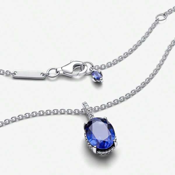 Joyería de plata de ley 925 100% apta para hacer collares estilo original pote 1:1, apropiada para que las mujeres hagan joyas, collar con gema azul apto para regalar el Día de San Valentín y Navidad a las personas que le gustan