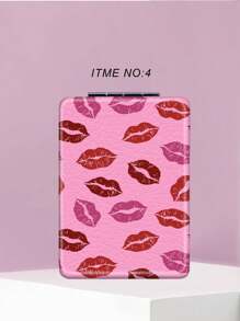 Miroir de vanité portable de la série Nœud de cerise, pliable, ultra-fin, pratique, étui en PU, plaqué métal inoxydable, convient pour toutes les occasions et personnes, miroir de poche carré pliable