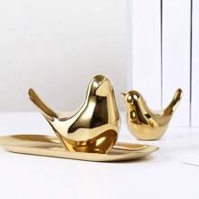 4pcs Gold Bird Statues, Modern Style Sculptures For Home Decor In Living Room, Bedroom, Office Desk, Cabinet - European Creative Gold Ceramic Bird Figurines, Desktop Decorations