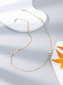 1pc Crystal Beads & Metal Eyeglasses Chain - Beige - View 4