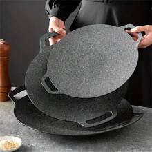 多功能不粘小麦石烤盘 - 适用于明火、电磁炉和便携式燃气灶。非常适合户外露营和铁板烧。非常适合居家和韩式烧烤，韩式烧烤必备 | 多功能烹饪托盘 | 耐用的烹饪表面，烤盘，纹理烤盘，适用于电磁炉，户外露营煎锅