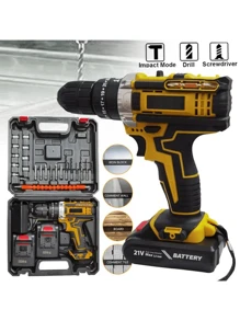 21V 无绳电钻套装 - 串珠和珠宝制作家用工具套装，包含锂电池、钻头套装和 LED 灯 - 非常适合 DIY 和家居项目，情人节男士礼物 - 彩色 - 查看 4