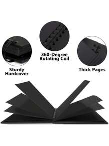 1 PC 7x7 Inch 40 Blank Pages DIY Scrapbook Album Hardcover Kraft Paper Scrap Book Photo Albums For Wedding Birthday Party, Black