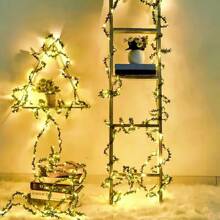 1 pezzo Ghirlanda di luci a LED a forma di foglie verdi moderne per camere da letto, feste, matrimoni, Natale, Ringraziamento, decorazioni per la casa in tutte le stagioni, alimentato a batterie AA, decorazioni per Capodanno e vacanze universali, a batteria (batterie non incluse)