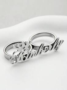 女士定制不锈钢戒指，周年纪念礼物，可定制姓名，简约日常风格，含礼盒，适合情人节、生日、母亲节、日常送礼，女士珠宝 - 銀色磨砂 - 查看 7