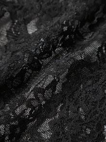 Women's Sexy Lace 2-Piece Outfit - Night Clubwear  Lace Tube Top Mini Dress Top With Stockings Set Lace  Leggings Set, Perfect For Birthday, New Year, And Valentine's Day - 黑色 - 查看 11