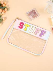 1pc Envelope-Style Semi-Transparent PU Cosmetic Bag/Toiletry Bag, Suitable For Daily Use And Vacation (Accessories Not Included) - Multicolor - View 11