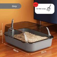 High-Side Cat Sandbox Splashproof Cats Litter Box With Removable Scoop Non-Stick Large Capacity Kitten Toilet Tray Pet Supplies