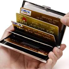 Thời trang 6/8/10 Khe cắm thẻ Giá đỡ thẻ Vỏ thép không gỉ Hộp chống khử từ Hộp đựng đồ di động Bảo vệ Giá đỡ thẻ màu đen Quà tặng Halloween Quà tặng ngày nhà giáo Quà tặng cho phụ nữ Quà tặng cho nam giới Ví Ví mini Ví Ví RFID Ví đựng thẻ - Bạc - Xem 11