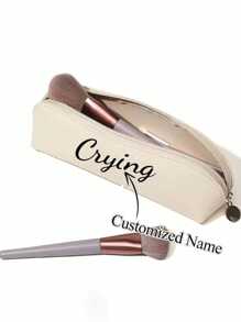 1pc Customized Name Text Makeup Bag, Makeup Brush Holder, Ins High-End Portable Waterproof Multifunctional Toiletry Bag, 2025 New Arrival - Multicolor - View 10