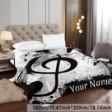 بطانية شخصية ذات نمط علامة موسيقية وشعار نصي مخصص، فائقة اللين والراحة، مناسبة لغرفة النوم والمعيشة والأريكة والمكتب، هدية مميزة للسفر والتخييم