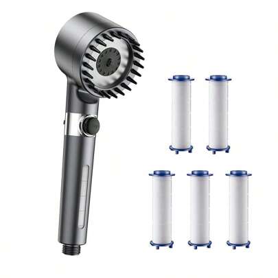 High Pressure Shower Head With 5 Filter Replaceable Filter Cartridges - 3 Spray Modes Powerful And Stable Water Pressure & One-Touch Control, Modern Aesthetic Design Home Bathroom Decor Fall Decor Bathroom Accessories