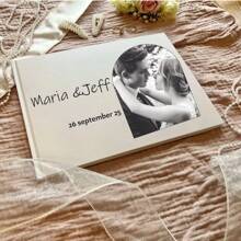 Personalized Wedding Guestbook, Minimalist Engagement Banquet Guestbook, Elegant Wedding Photo Album, Bridal Gift, Summer Vacation. - White - View 7