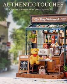 Rolife Tipsy Restaurant DIY Miniature House Kit 1:18 Coffe & Bar Dollhouse  Model Kits Miniature Dolls House Kit For Adults Mini House Home Desk Bookshelf Decoration - Multicolor - View 8