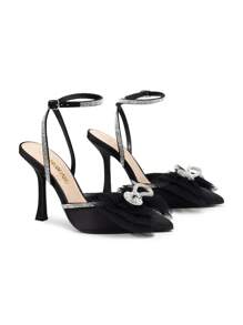 Dream Pairs Women's Rhinestone Bow Ankle Strap Stiletto Pumps - Pointed Toe Elegant Heels For Wedding, Party & Prom - Black - View 6